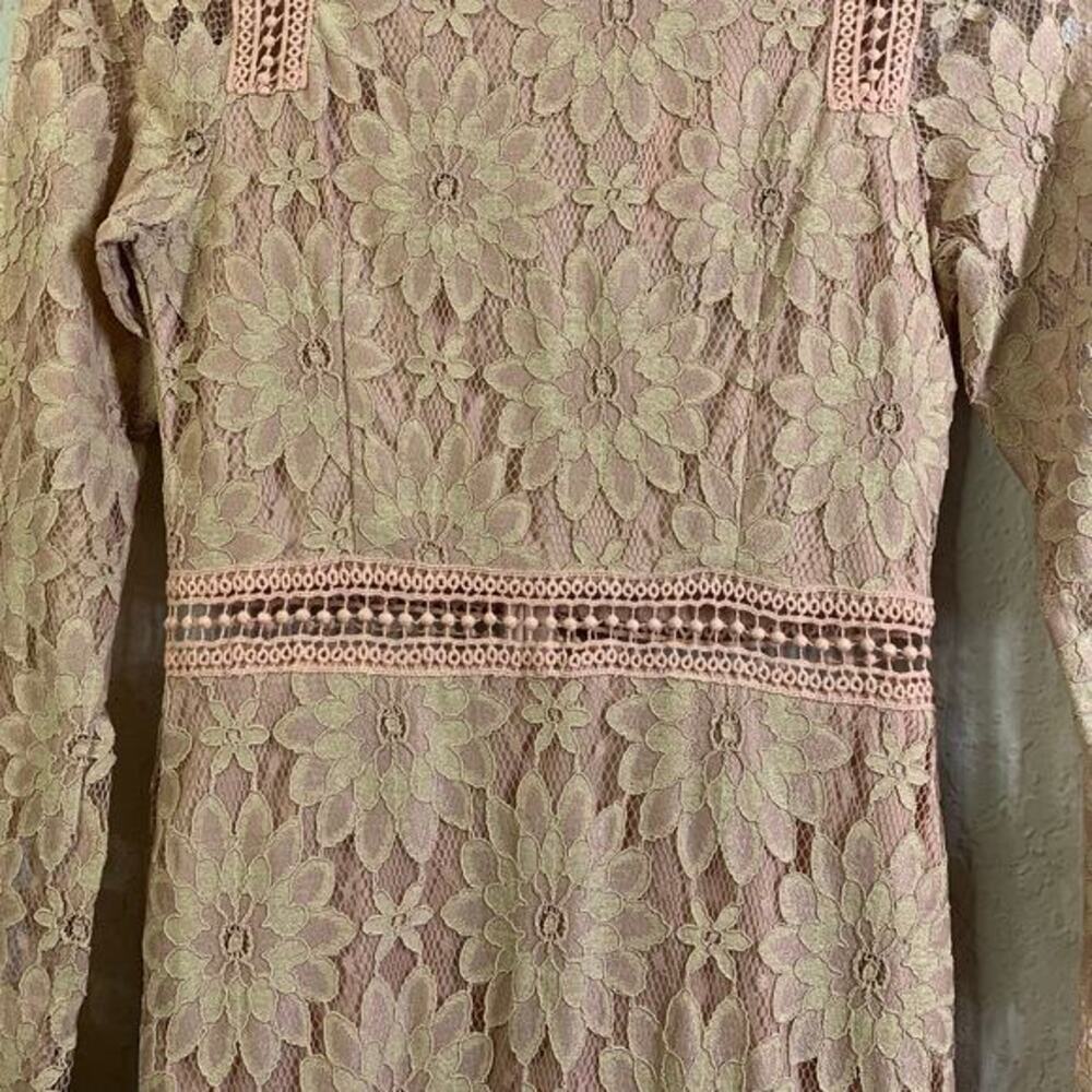 PRETTY LITTLE THING Dress Midi Bodycon Lace Sheer Sleeve Cocktail Sexy Wedding - Picture 6 of 16